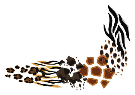 Frame with decorative animal print. African savannah fauna stylized ornament, fur texture.のイラスト素材