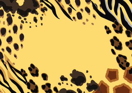 Frame with decorative animal print. African savannah fauna stylized ornament, fur texture.のイラスト素材