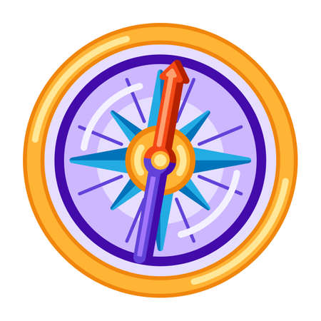 Illustration of compass with wind rose. Image for geography and cartography, travel and tourism.のイラスト素材