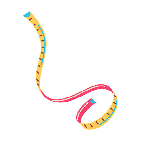 Illustration of sewing tape measure needlework item. Handicraft and hand made. Feminine creativity hobby and shopping.のイラスト素材