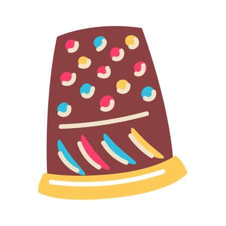 Illustration of sewing thimble needlework item. Handicraft and hand made. Feminine creativity hobby and shopping.のイラスト素材