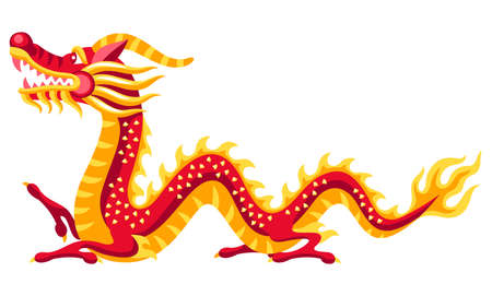 Illustration of Chinese dragon. Asian tradition symbol. Talisman and holiday decoration.のイラスト素材