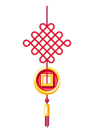 Illustration of Chinese hanging talisman. Asian tradition New Year symbol. Talisman and holiday decoration.のイラスト素材
