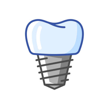 Illustration of dental implant. Dentistry and health care icon. Stomatology and medical item.のイラスト素材