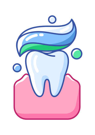 Illustration of teeth cleaning. Dentistry and health care icon. Stomatology and medical item.のイラスト素材