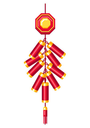 Illustration of Chinese fireworks. Asian tradition New Year symbol. Talisman and holiday decoration.のイラスト素材