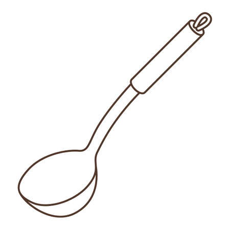 Illustration of cooking ladle. Stylized kitchen and restaurant utensil item.のイラスト素材