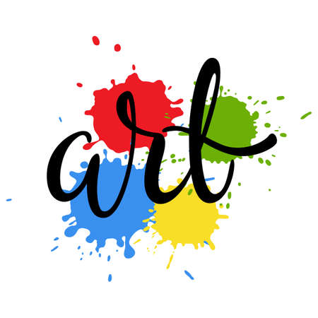 Background with pain blots and art lettering. Artistic design.のイラスト素材