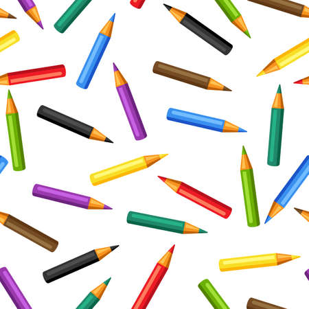 Seamless pattern with pencils. Painter tools and materials. Art supplies for creativity. Artistic decorative items.のイラスト素材