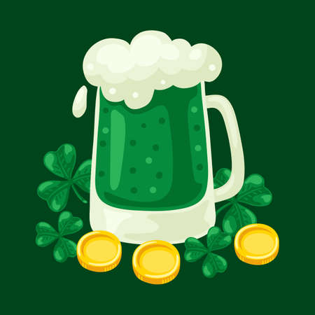 Saint Patricks Day greeting card. Holiday illustration with Irish festive national items.のイラスト素材