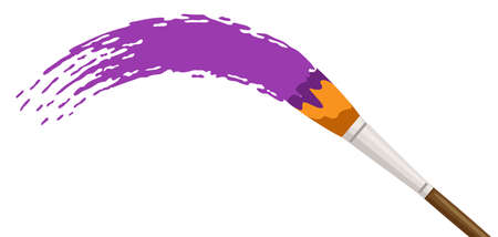 Illustration of paintbrush with paint stroke. Painter tool and material. Art supply for creativity. Artistic decorative item.のイラスト素材