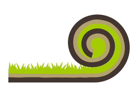 Illustration of garden lawn roll. Overgrown lawn lawn for decoration. season garden icon.のイラスト素材