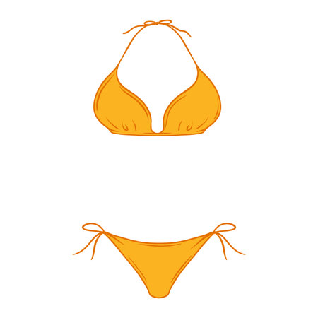 Illustration of beach bikini swimwear. Summer image for holiday or vacation. Stylized icon.のイラスト素材