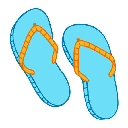 Illustration of beach flip flops. Summer image for holiday or vacation. Stylized icon.のイラスト素材