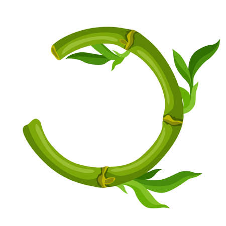 Frame with green bamboo stems and leaves. Decorative exotic plants of jungle tropic jungle. natural illustration.のイラスト素材