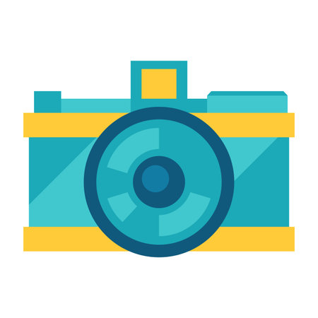 Stylized illustration of camera. Home appliance or household item for advertising and shopping.