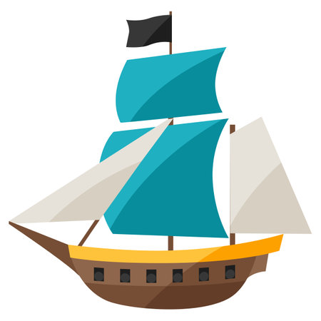 illustration of sailboat or ship. Marine or nautical image for travel or trip. Stylized icon.のイラスト素材
