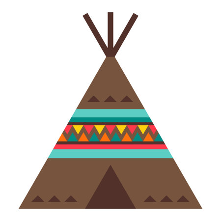 Illustration of american indians wigwam. Ethnic image in native style. decorative object.