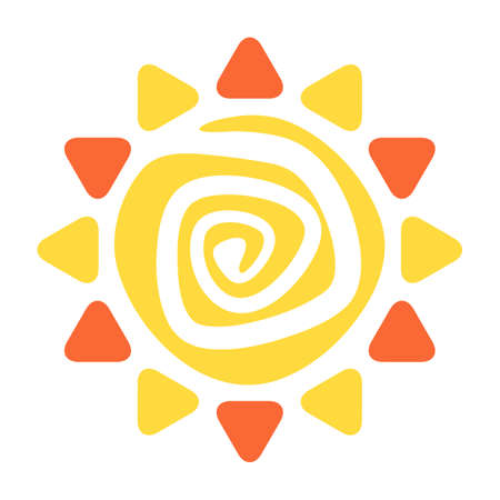Illustration of abstract decorative sun. summer symbol. Stylized icon.のイラスト素材