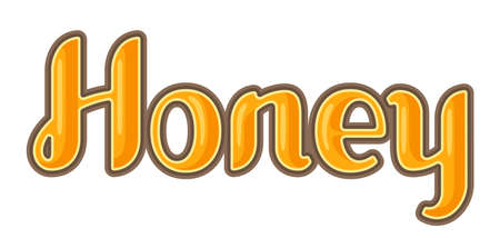 Illustration of honey lettering. Image for business, food and agricultural industry.のイラスト素材