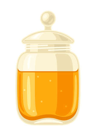 Illustration of jar with honey. Image for business, food and agricultural industry.のイラスト素材