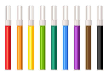 Set of markers. painter tools and materials. Art supplies for creativity. Artistic decorative items.のイラスト素材