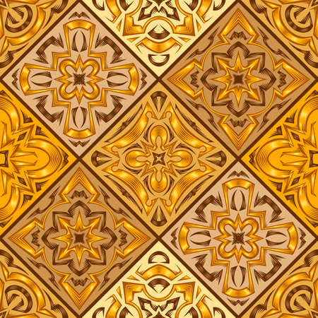 Ceramic tile seamless pattern. Wall or floor texture. Abstract decorative porcelain pottery. Stylized graphic ornament.のイラスト素材