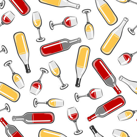 Seamless pattern with bottles and glasses of wine. Image for restaurants and bars. business and industrial item.のイラスト素材