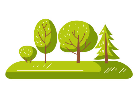 Spring or summer background with stylized trees. natural illustration.のイラスト素材
