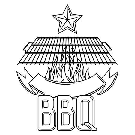 Bbq background with grill objects and icons. Stylized kitchen and restaurant menu items.のイラスト素材