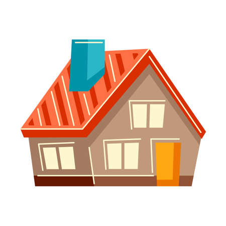 illustration of cute house. Country colorful cottage image.のイラスト素材