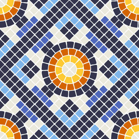 Ancient mosaic seamless pattern. Decorative antique stone ornament. Abstract antique texture.のイラスト素材