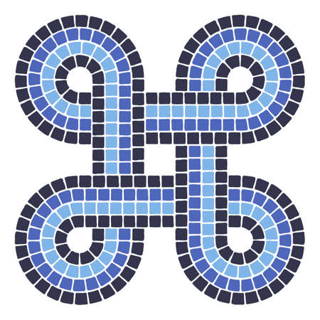 ancient mosaic element. Decorative antique stone ornament. Abstract antique texture.のイラスト素材