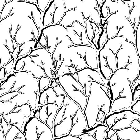 Seamless pattern with dry bare branches. Decorative natural twigs. autumn or winter illustration.のイラスト素材