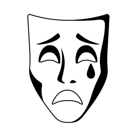 Illustration of tragic mask. Traditional theater symbol. Image for theatrical performance.のイラスト素材