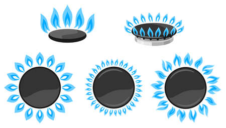 Set of natural gas stove burners. Industrial and business stylized image.のイラスト素材
