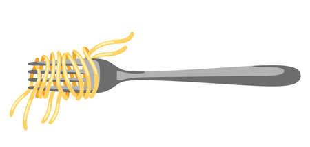 Illustration of Italian pasta spaghetti on fork. Culinary image for menu of cafes and restaurants.のイラスト素材