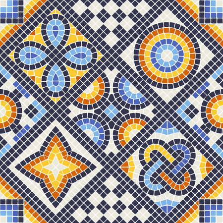 Ancient mosaic seamless pattern. Decorative antique stone ornament. Abstract antique texture.のイラスト素材