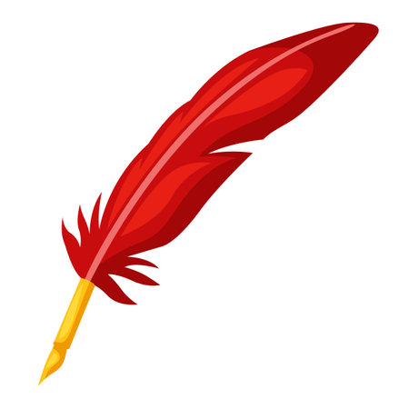 Illustration of retro writing feather. Quill pen icon for design and decoration.のイラスト素材