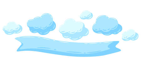 Background with blue clouds. Cartoon cute image of overcast sky.のイラスト素材