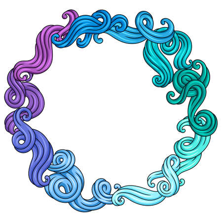 Frame with wave line curls. color striped texture. Swirly abstract fur or hair.のイラスト素材