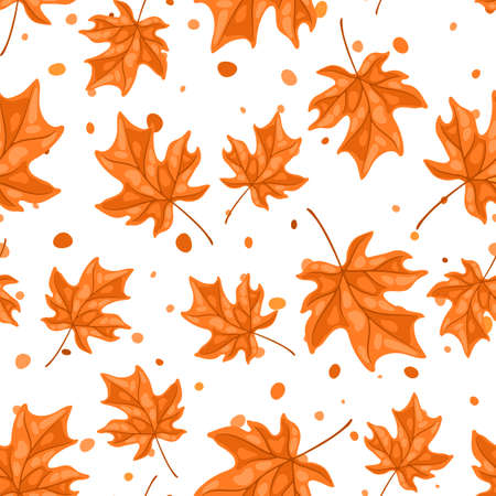 Seamless pattern with maple leaves. Image of seasonal autumn plant.のイラスト素材