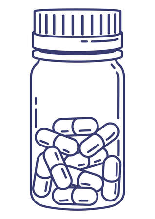Illustration of can with pills. medical and healthcare item. Image for pharmacies and hospitals.のイラスト素材