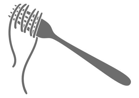 Illustration of Italian pasta spaghetti on fork. Culinary image for menu of cafes and restaurants.のイラスト素材