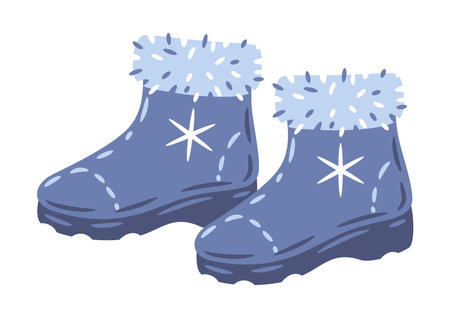 illustration of boots. Warm winter clothes for rest and walks.のイラスト素材