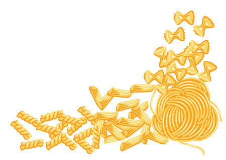 Background with Italian pasta. Culinary image for menu of cafes and restaurants.のイラスト素材