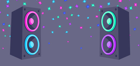 Illustration of sound speakers. Image for party flyer and concert poster.のイラスト素材