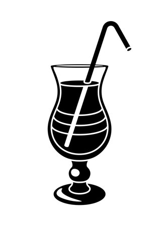 Illustration of pina colada cocktail in glass. Alcoholic drink for party, bar and restaurant menu.のイラスト素材