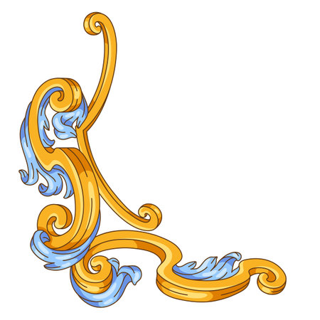 Decorative floral corner in baroque style. Classical curling plant. Vintage swirling frame.のイラスト素材