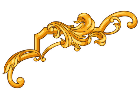 Decorative floral corner in baroque style. golden curling plant. Vintage swirling frame.のイラスト素材